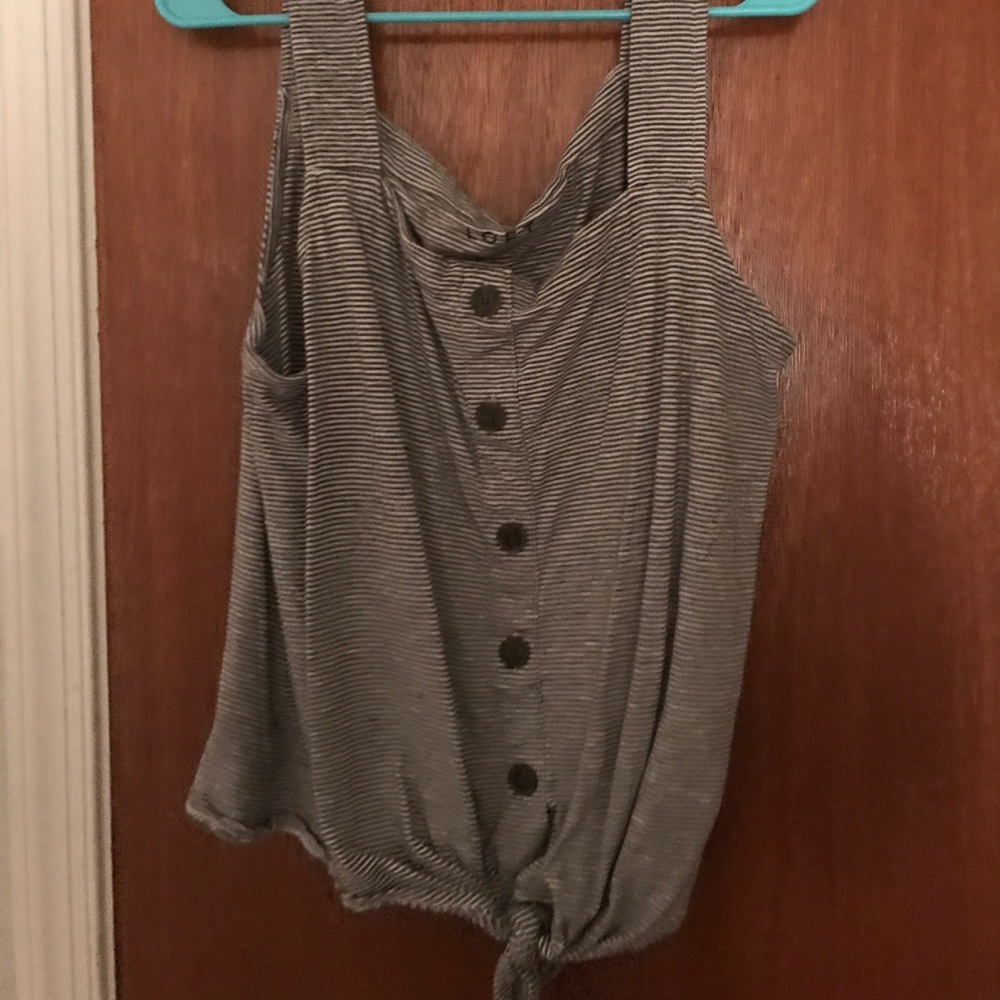 Loft shirt - tie waist and stripes - grey